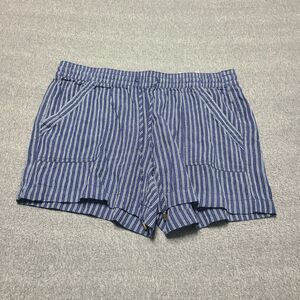 St John's Bay Womens Shorts Large Linen Blend Navy Stripe Beach Party‎ Outdoor